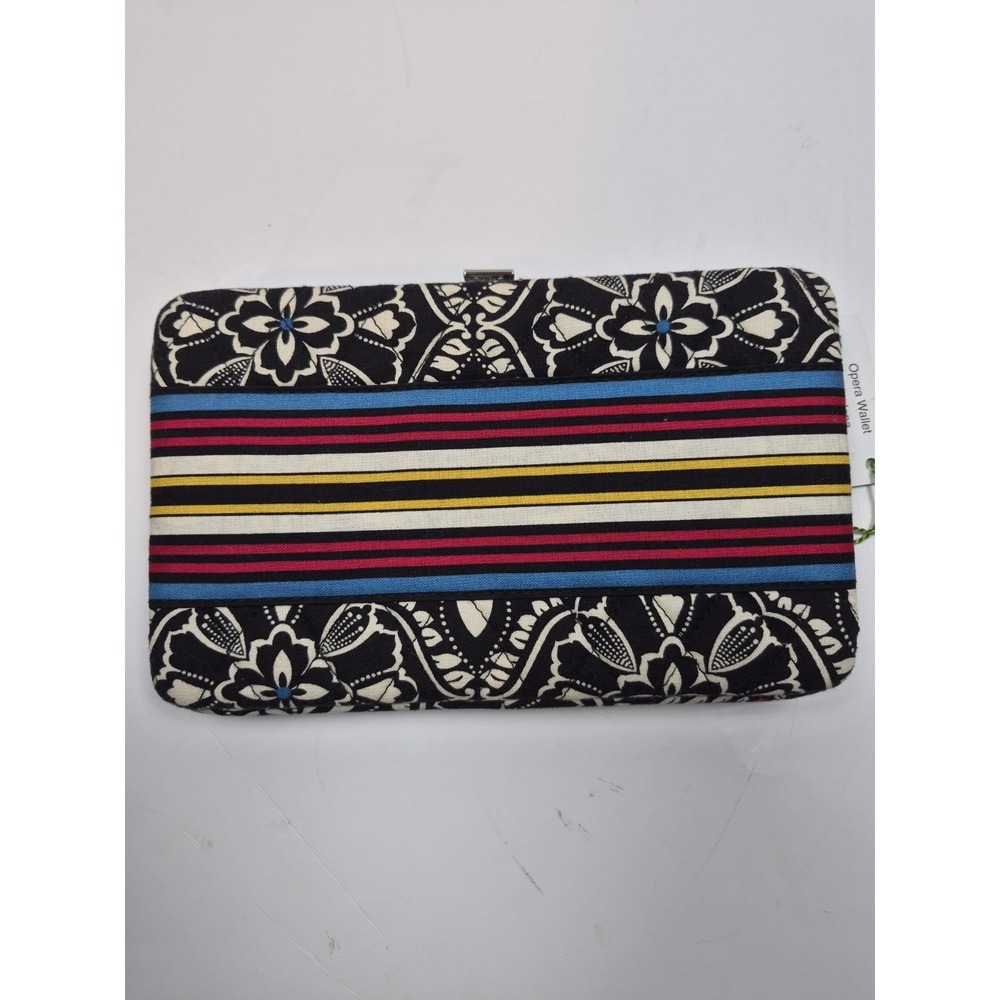 Vera Bradley Opera Wallet Retired Barcelona Floral Quilted Metal Frame Black NWT - Picture 2 of 14